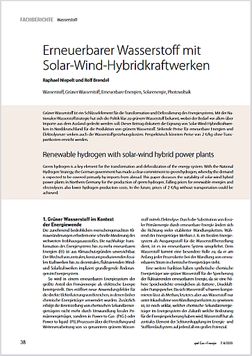 Erneuerbarer Wasserstoff mit Solar-Wind-Hybridkraftwerken