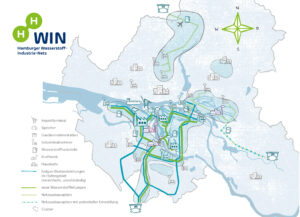 Plan des Hamburger Wasserstoff-Industrie-Netzes
